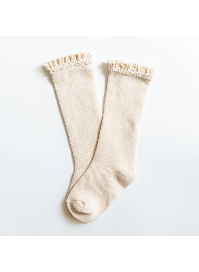 Vanilla Lace-Top Knee-High Socks