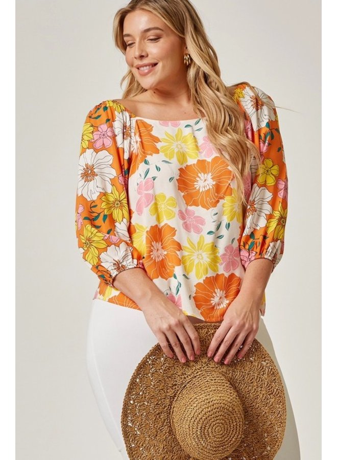 Floral 3/4 Sleeve Blouse