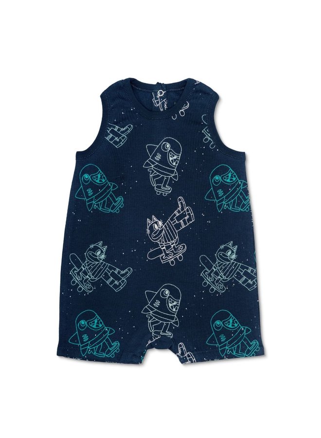 Skater Cats Sleeveless Romper