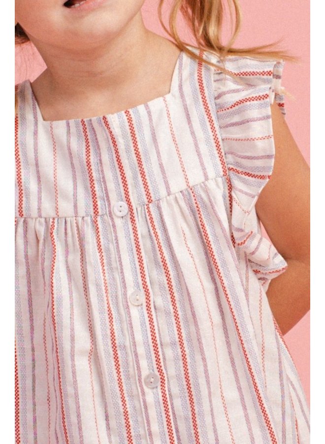 Ruffle Sleeve Striped Top