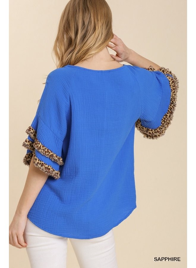 Layered  Leopard Sleeve Top