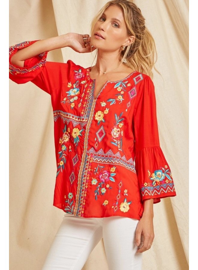 Patchwork Embroidered Blouse
