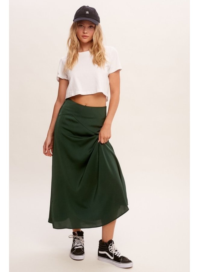 Green Satin Maxi Skirt