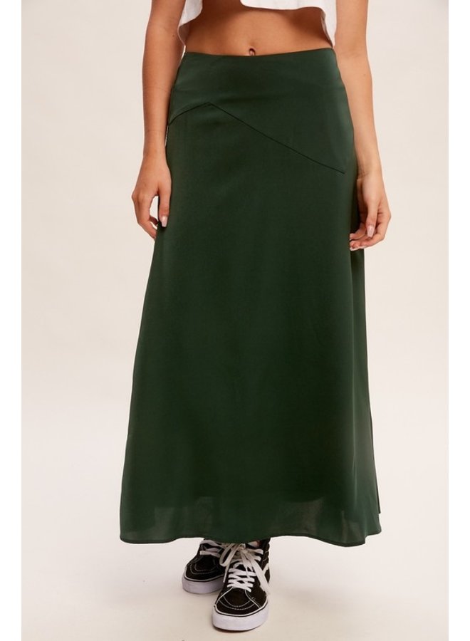 Green Satin Maxi Skirt