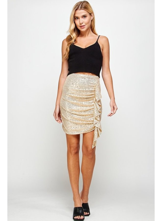 Sequin Frilly Mini Skirt