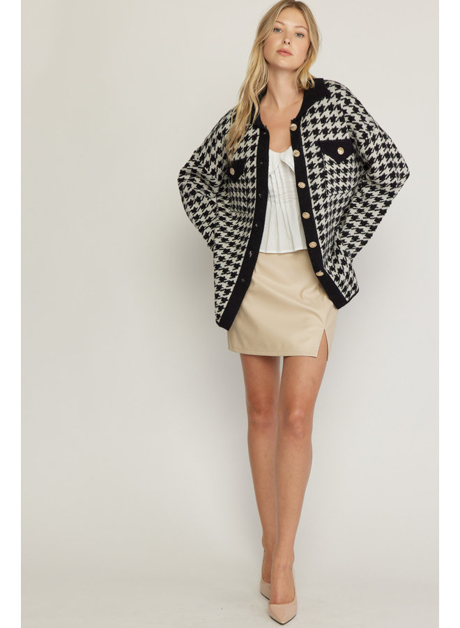 Houndstooth Collared Shacket