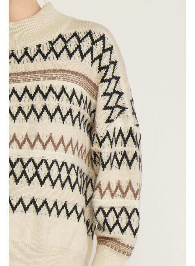 Natural Zig Zag Sweater - Kirby's Kloset