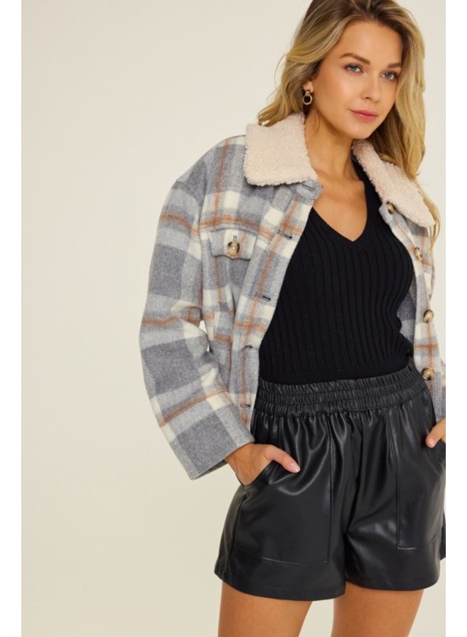 Women's Cropped Plaid Jacket