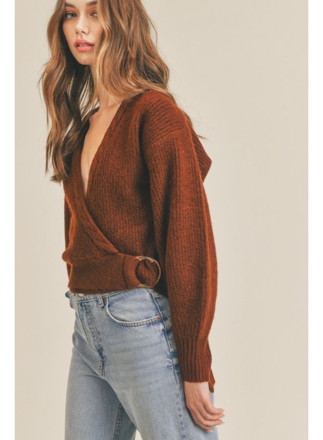 Belted Wrap Sweater - Kirby's Kloset