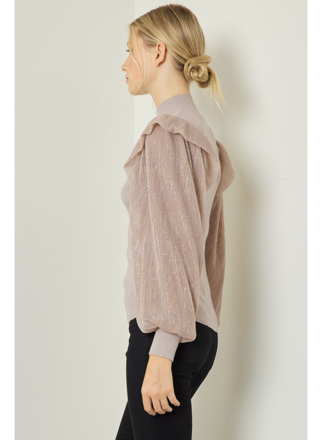 Shimmer Sleeve Sweater Top