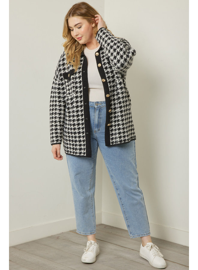 Houndstooth Collared Shacket
