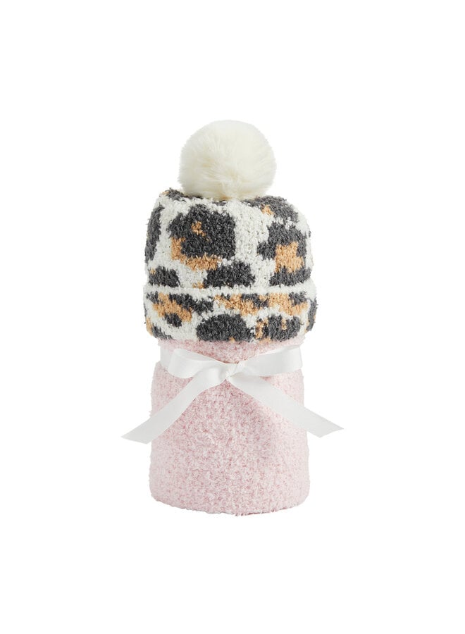 Leopard Blanket/Hat Set