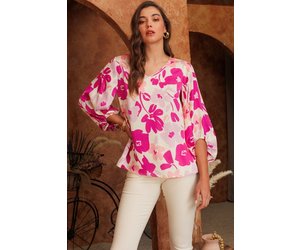 Floral 3/4 Balloon Sleeve Top - Kirby's Kloset