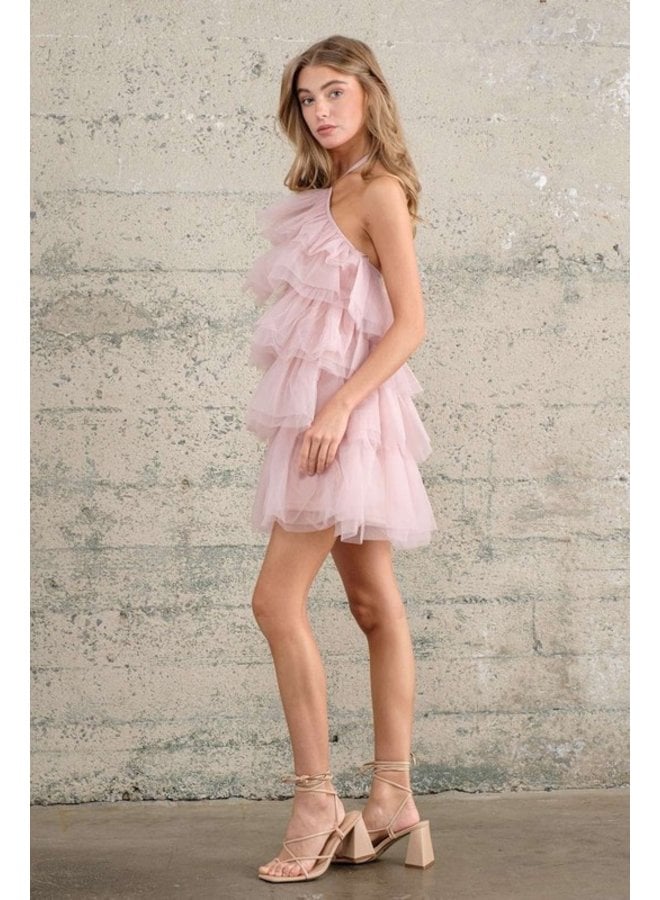 Halter Tulle Ruffle Dress - Kirby's Kloset