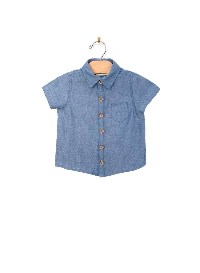 Chambray Collared Button-Up