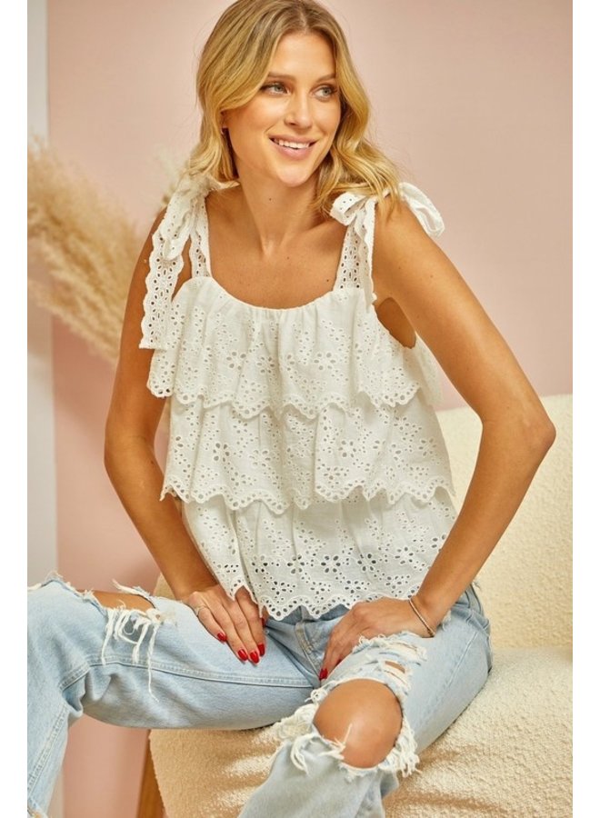 Sleeveless Eyelet Tank Top