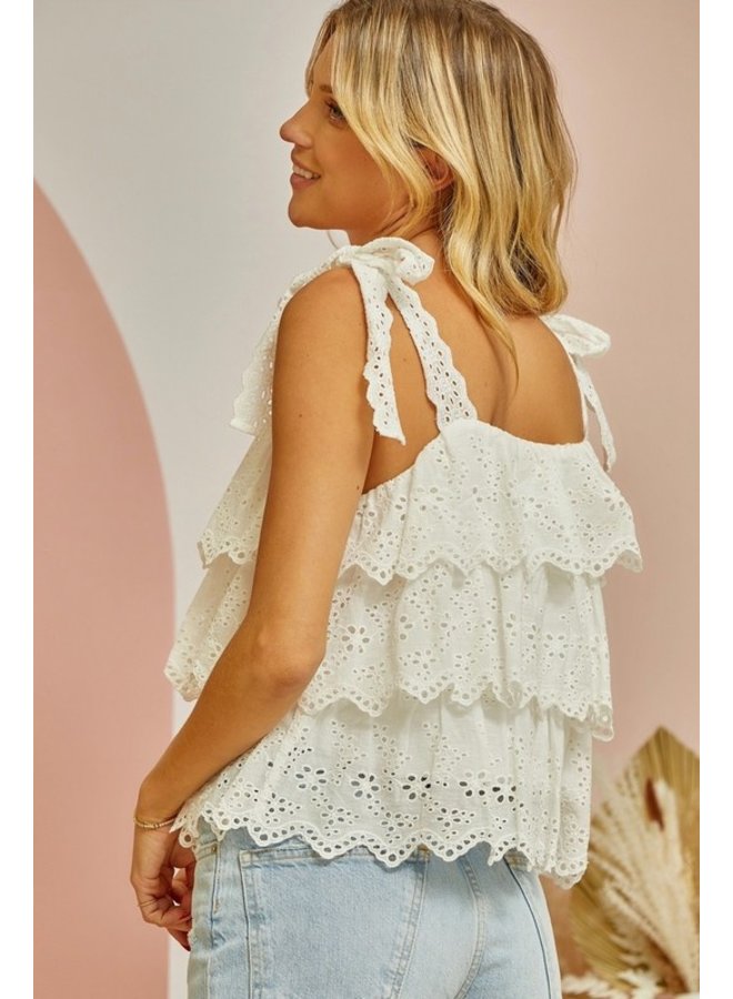 Eyelet Tiered Tank Top