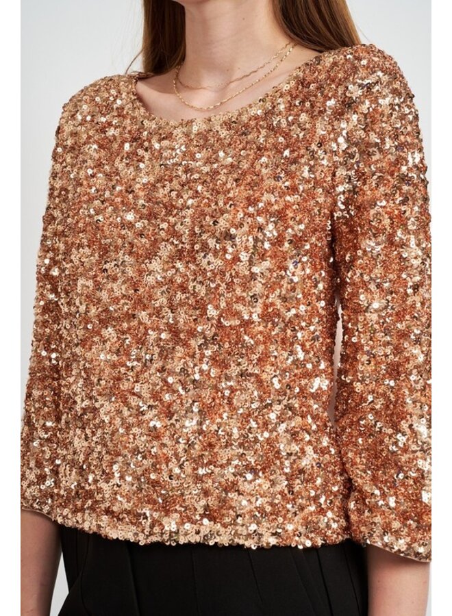 Sequin 3/4 Sleeve Blouse