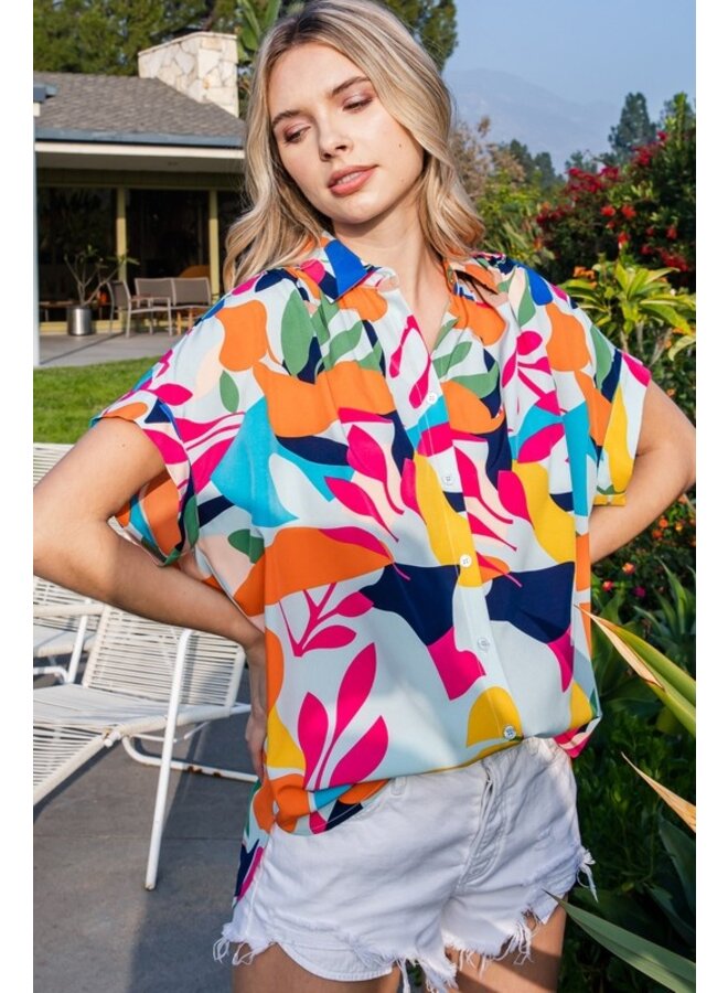 Collared Tropical Top