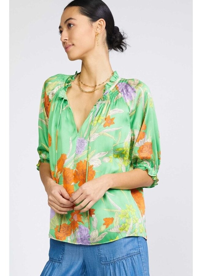 Split Neck Floral Blouse