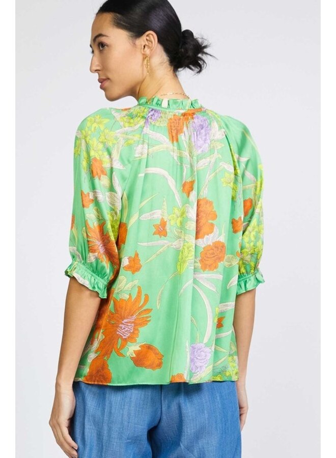 Split Neck Floral Blouse