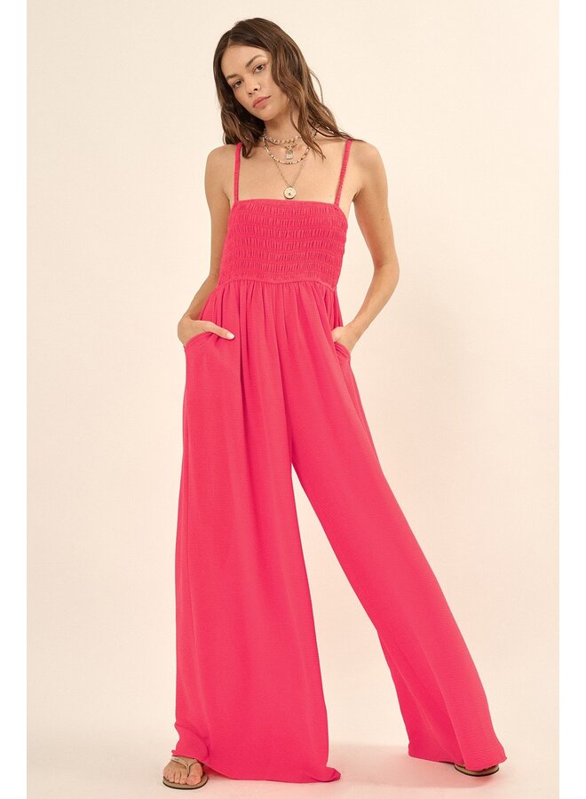 Denim Strappy Wide Leg Jumpsuit - Kirby's Kloset