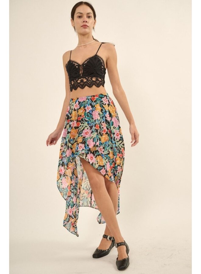 Floral High-Low Skirt