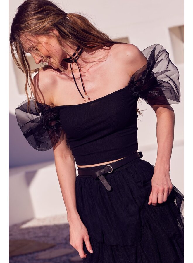 Off-The-Shoulder Organza Crop Top