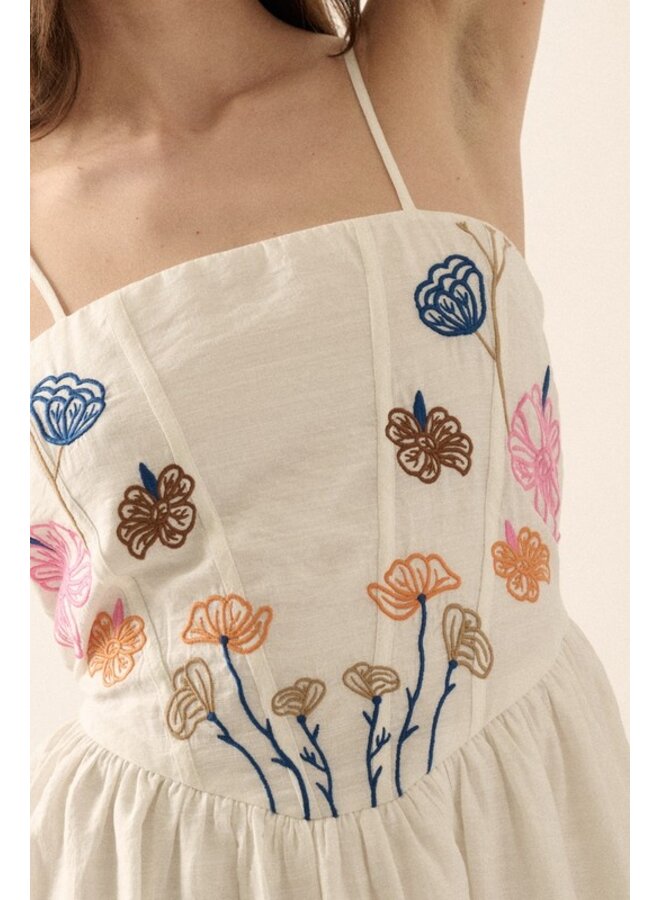 Floral Embroidered Mini Dress