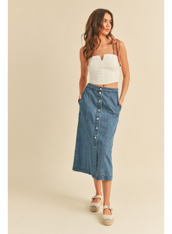 Denim Button Midi Skirt | Seed Heritage