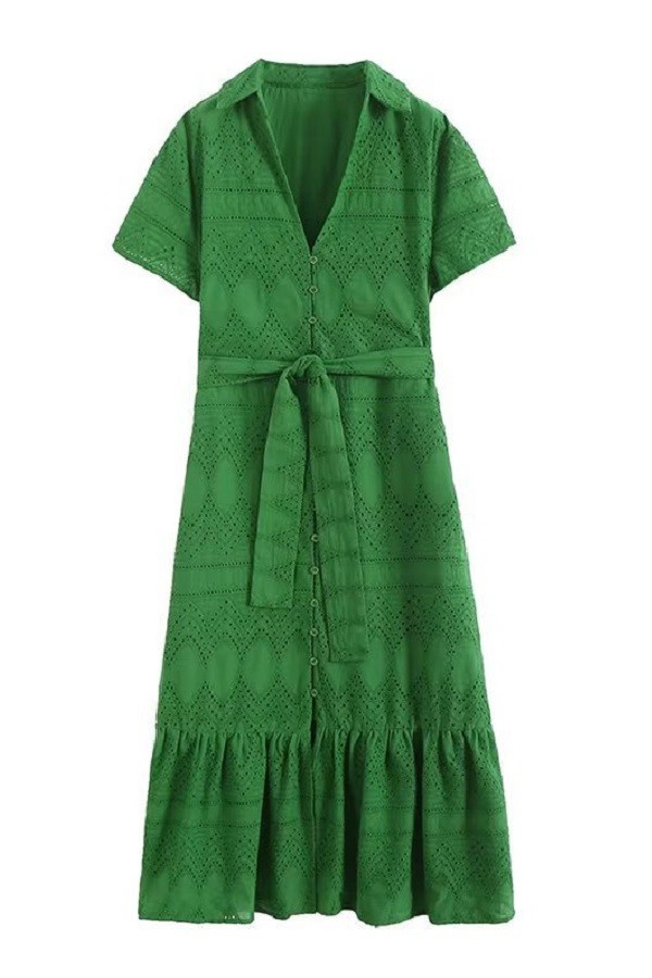 Buy Women Green Belted Midi Dress for Women 124110181 in Saudi