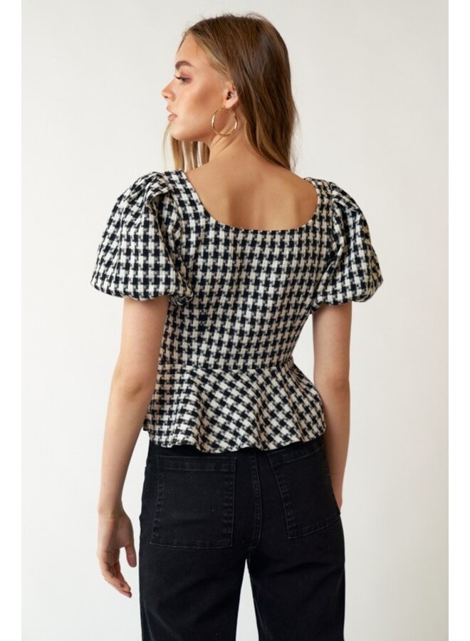 Houndstooth sales peplum top
