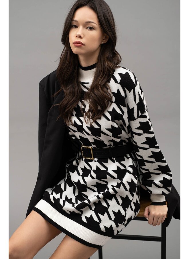 Houndstooth Sweater Dress