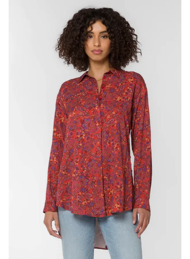 Paisley High-Low Button-Down