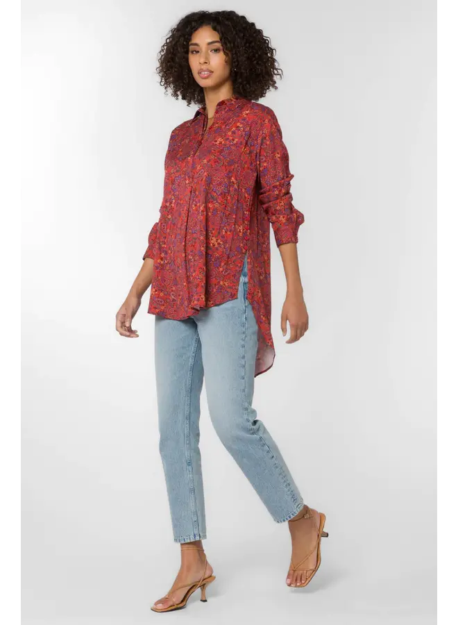 Paisley High-Low Button-Down