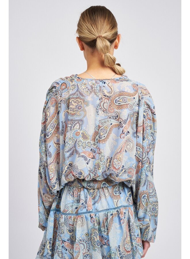Paisley Kimono Crop Top