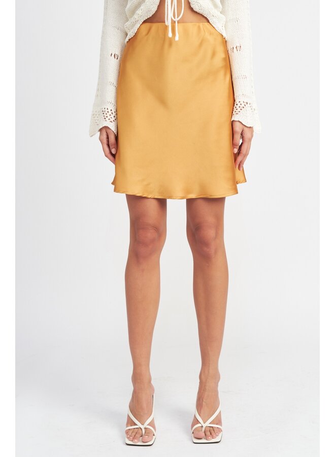 Mustard Satin  Mini Skirt