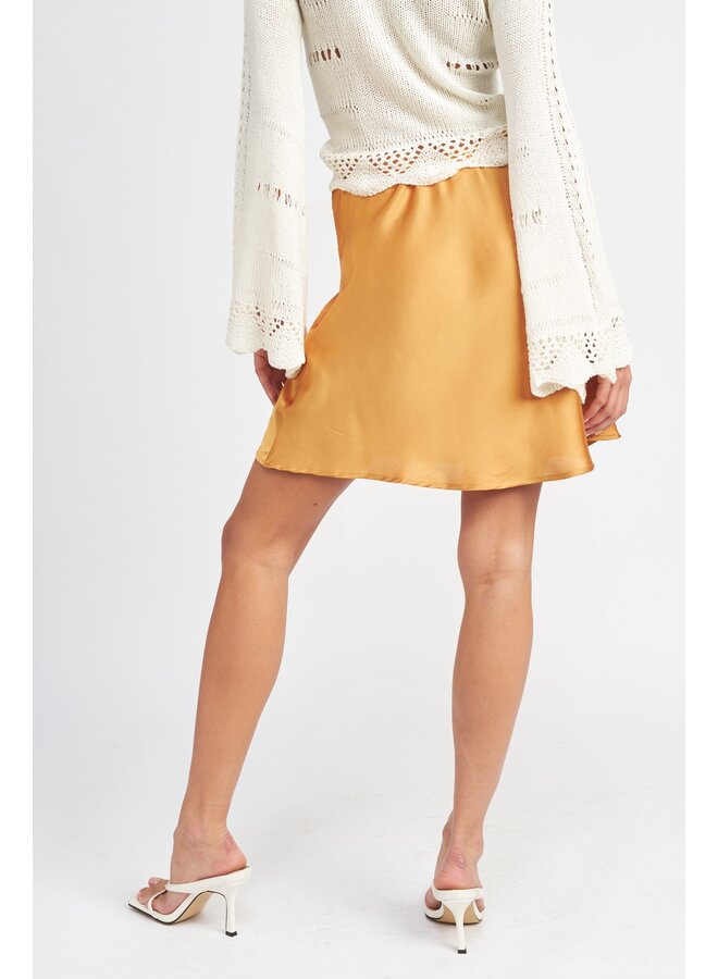 Mustard Satin  Mini Skirt