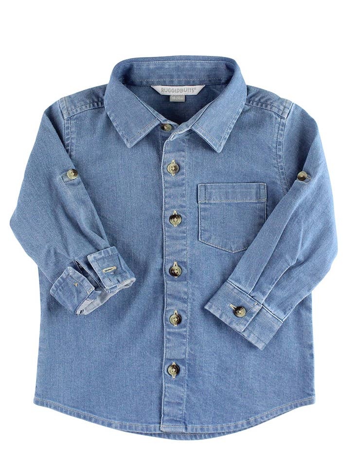 R1893 Women Embellished Denim Shirt Light Wash Long Sleeves Button Down |  eBay