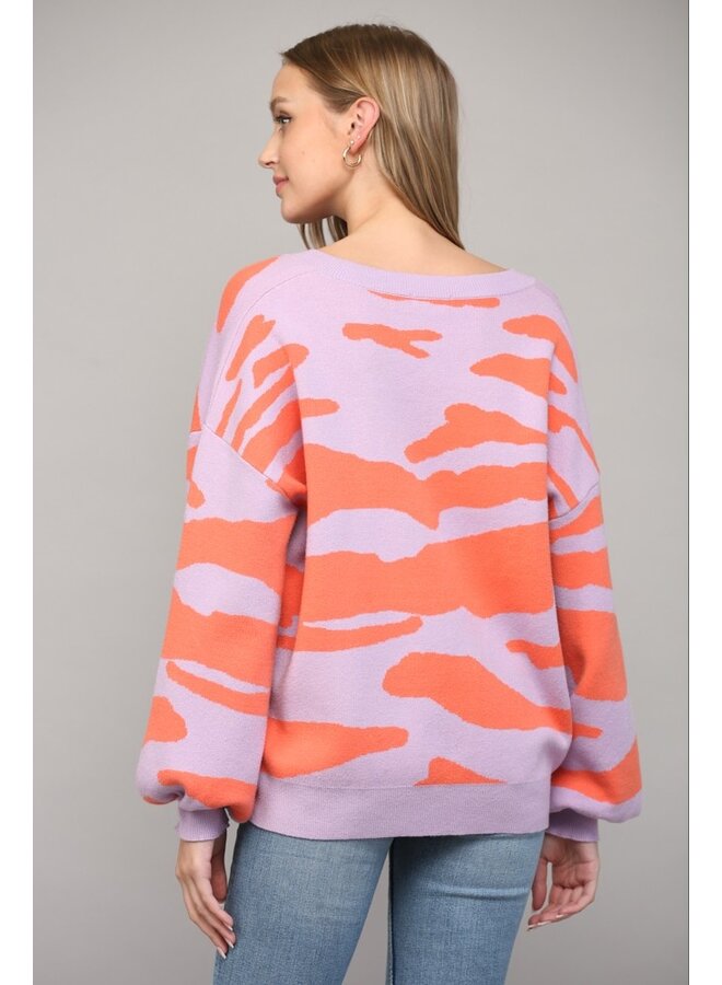 Animal Print Jacquard Sweater