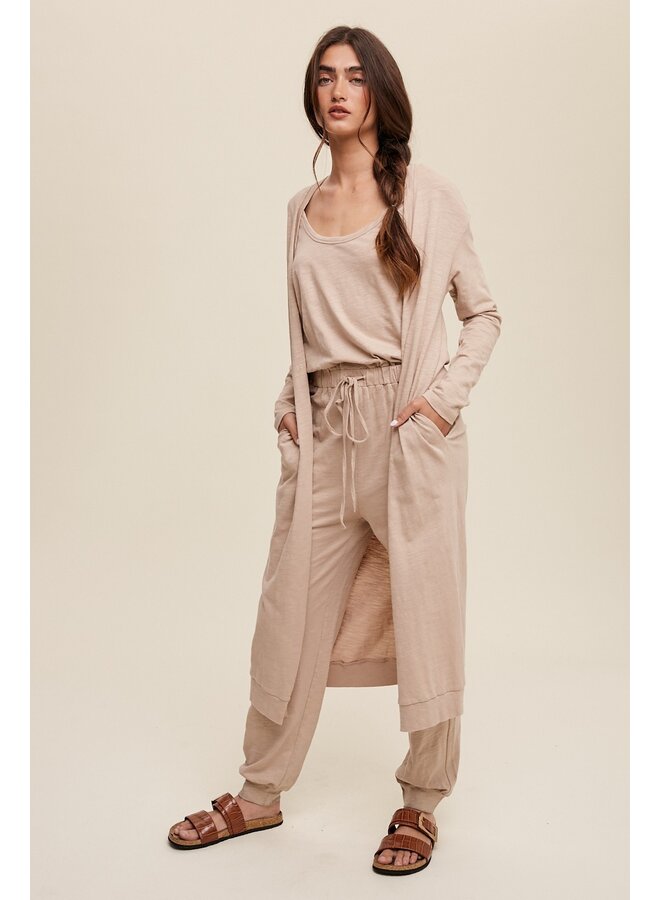 Jumpsuit top cardigan set