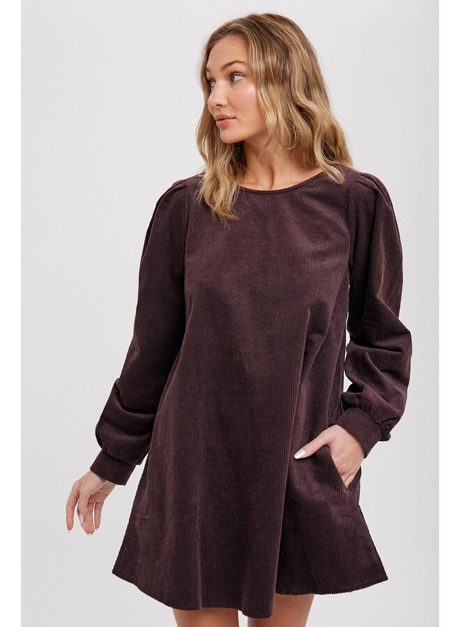 Long Sleeve Corduroy Dress