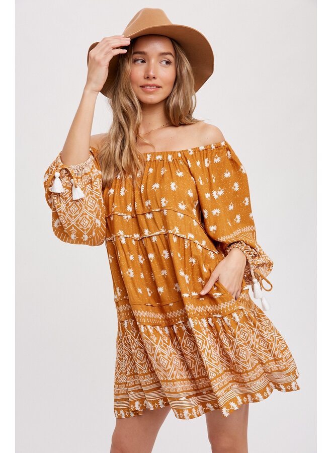 Border Print Boho Dress