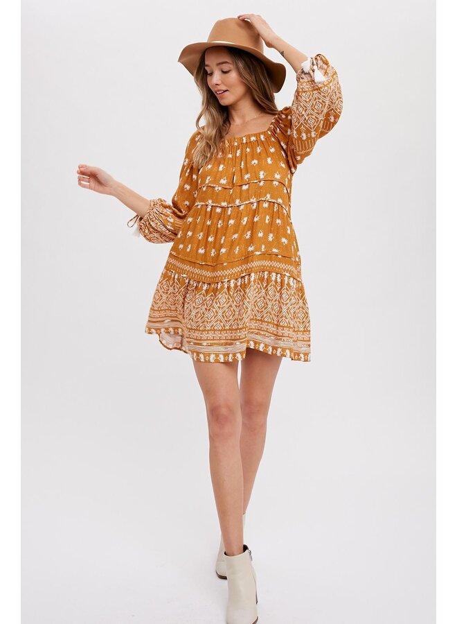 Border Print Boho Dress