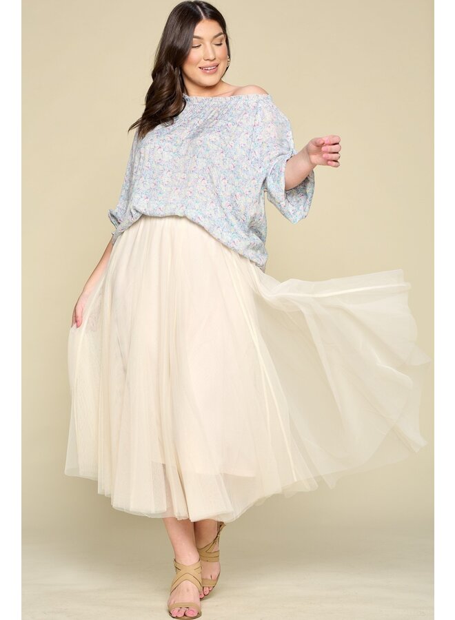 Layered Tulle Midi Skirt