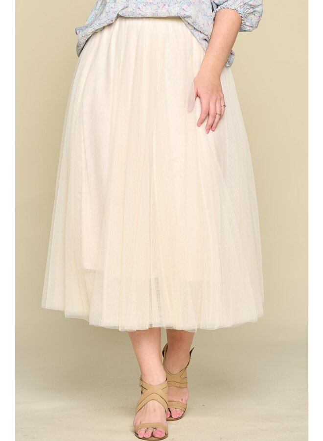 Layered Tulle Midi Skirt