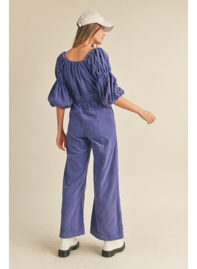 Purple Corduroy Jumpsuit