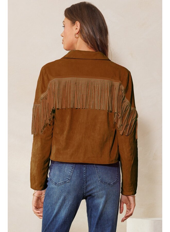 Suede Fringe Cropped Jacket