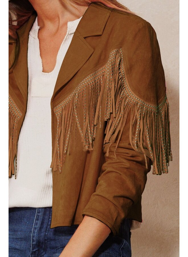 Suede Fringe Cropped Jacket