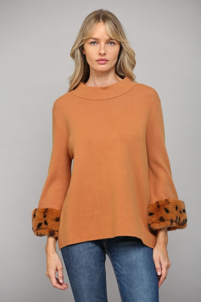 Sweater with Fur Cuffs